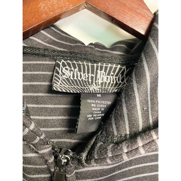 Vintage‎ Mens Silver Point Full Zip Jacket Hoodie Grunge Skate Striped Medium - Picture 3 of 4